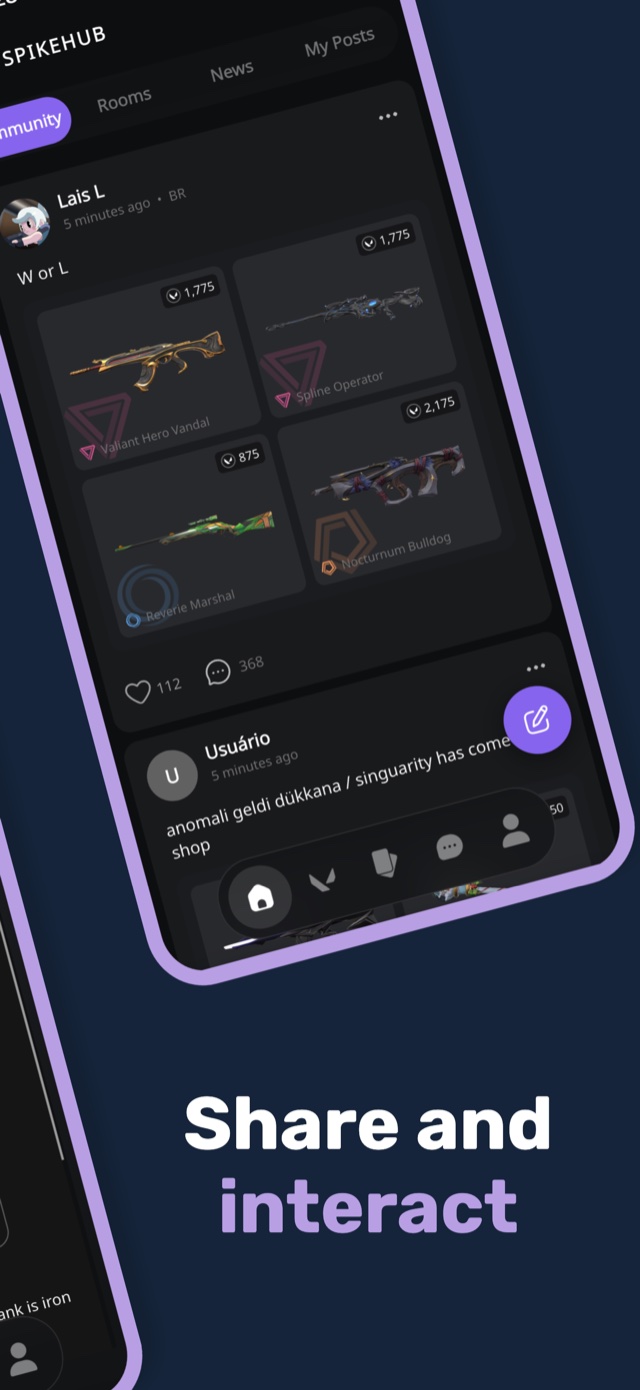 Community feed to share and interact