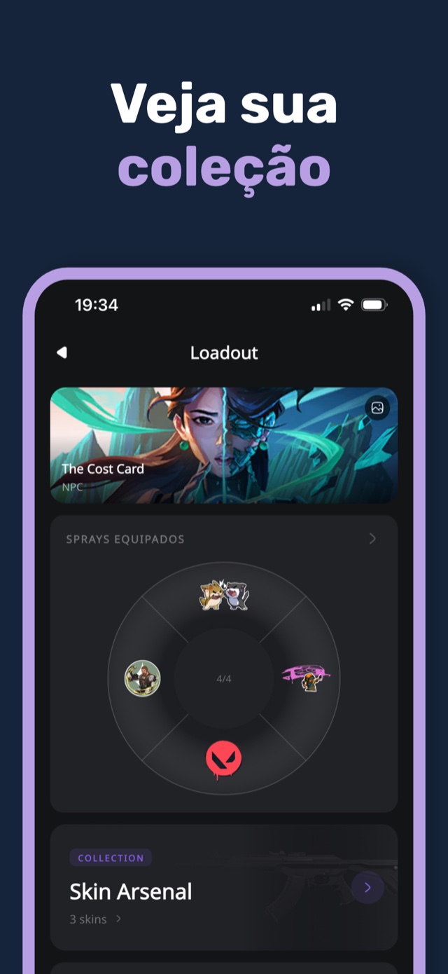 Loadout com sprays e chaveiros equipados